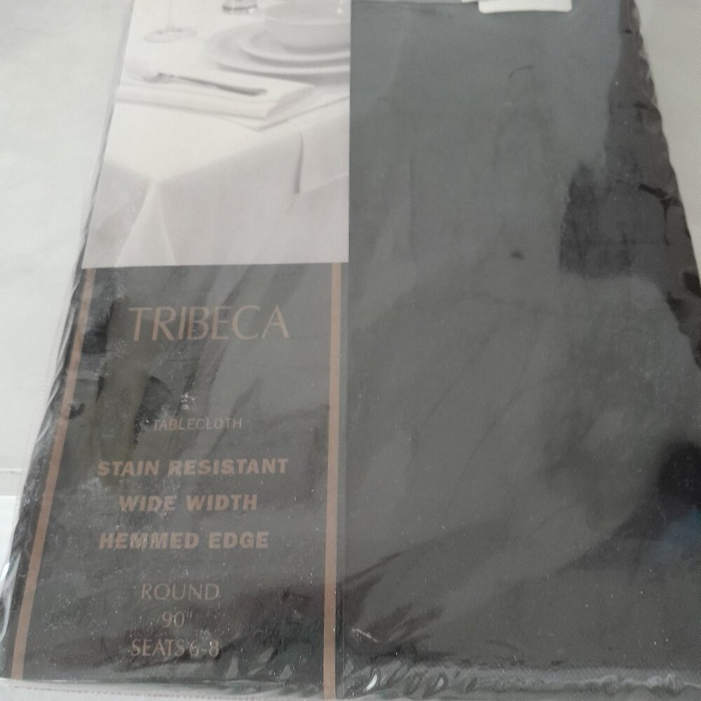 Black 90 in Round Tablecloth - New
